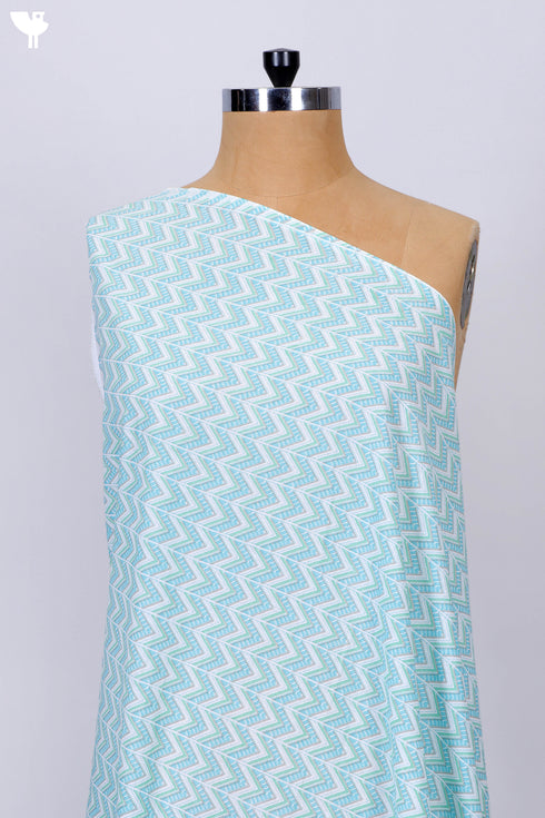 Cambric Cotton In Fine Zigzag Print