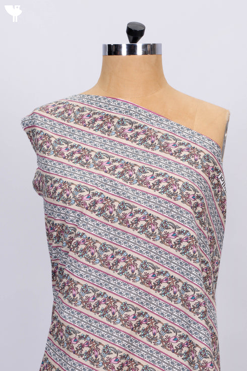 Cambric Cotton In Striped Floral Print