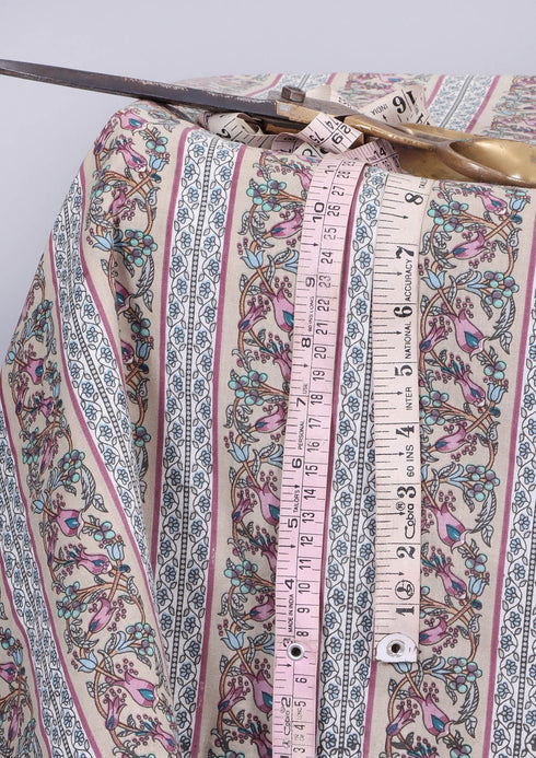Cambric Cotton In Striped Floral Print