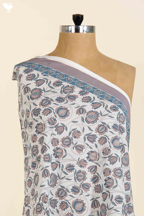 Cambric Cotton In Lilac An Sapphire Blue Floral Print
