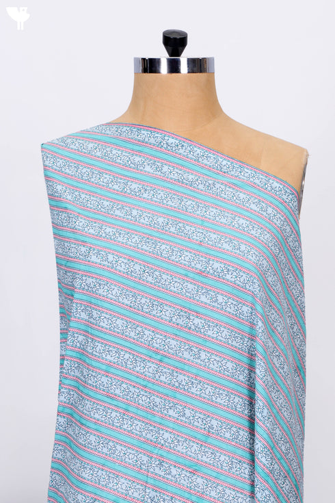 Cambric Cotton In Striped Floral Print