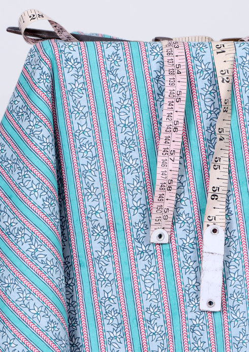 Cambric Cotton In Striped Floral Print