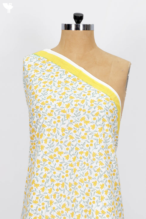 Cambric Cotton In Golden Yellow Floral Print