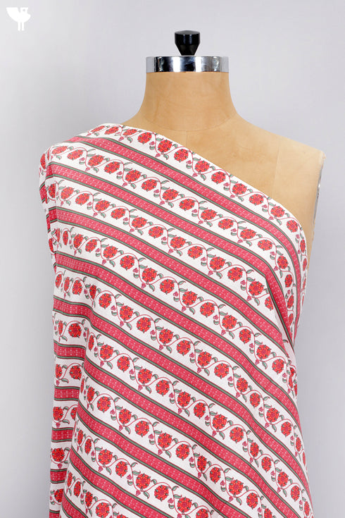 Cambric Cotton In Floral Border Print