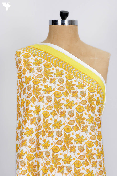 Cambric Cotton In Golden Yellow Floral Print