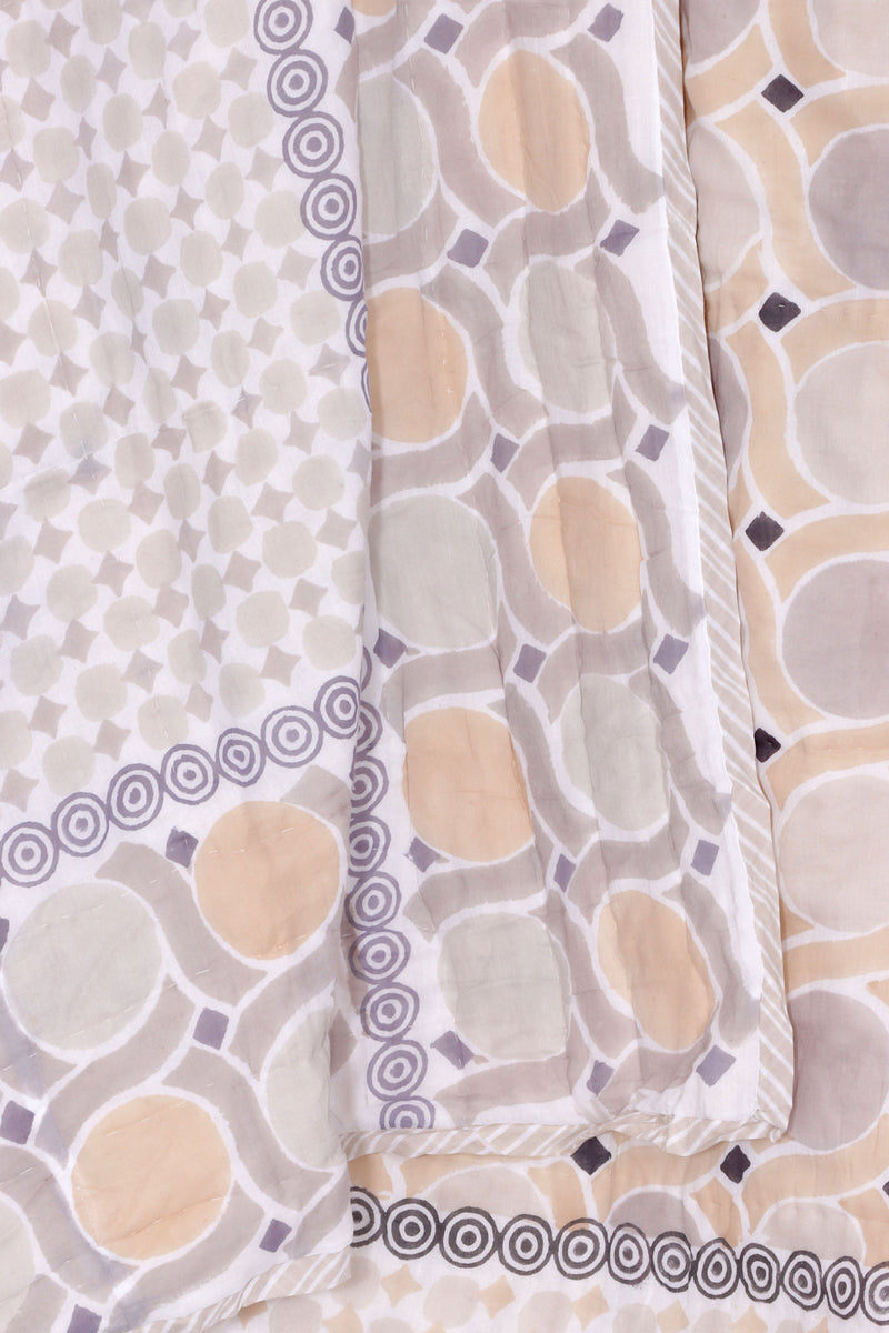 Mulmul Cotton Quilt In Graphic Block Print