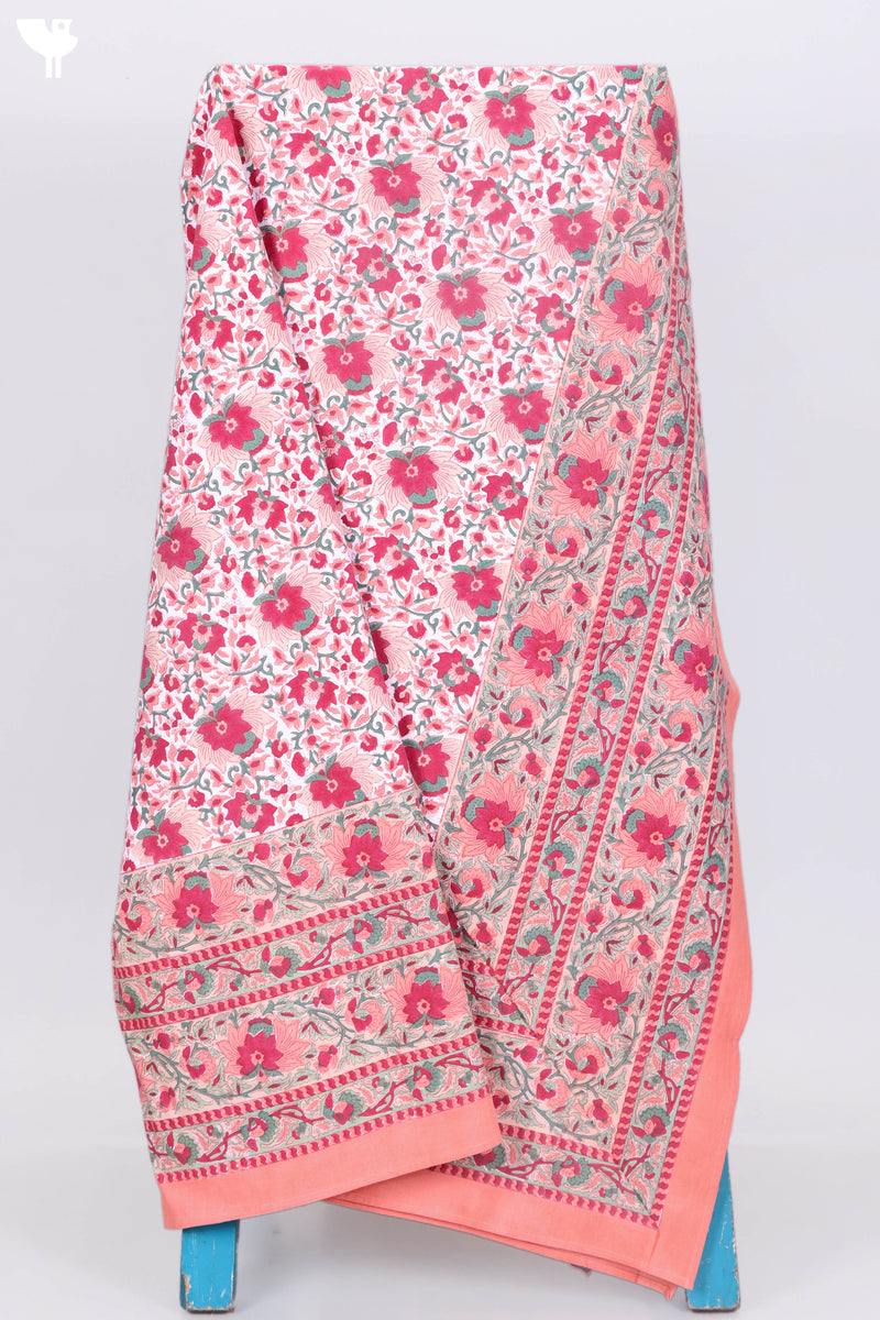 20s Cotton Bed Cover in Floral Block Print