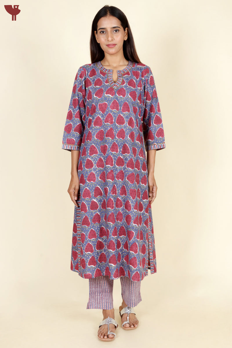 Bizzy Lizzy Kurta Pant With Dupatta In Block Print