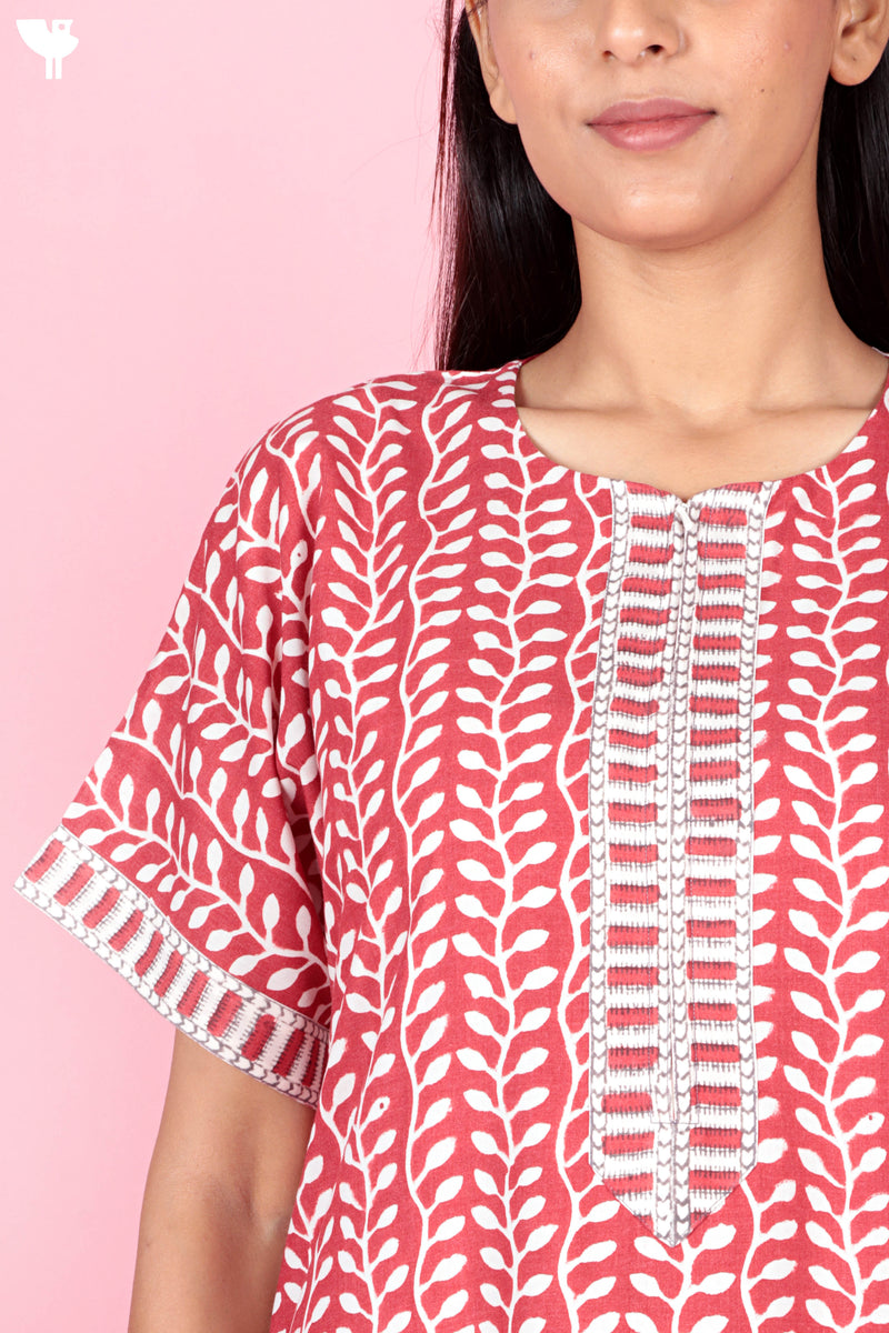 Bizzy Lizzy Zipper Kaftan In Floral Block Print