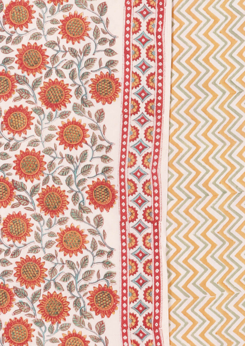 Bizzy Lizzy Dress Material With Chiffon Dupatta in Block Print