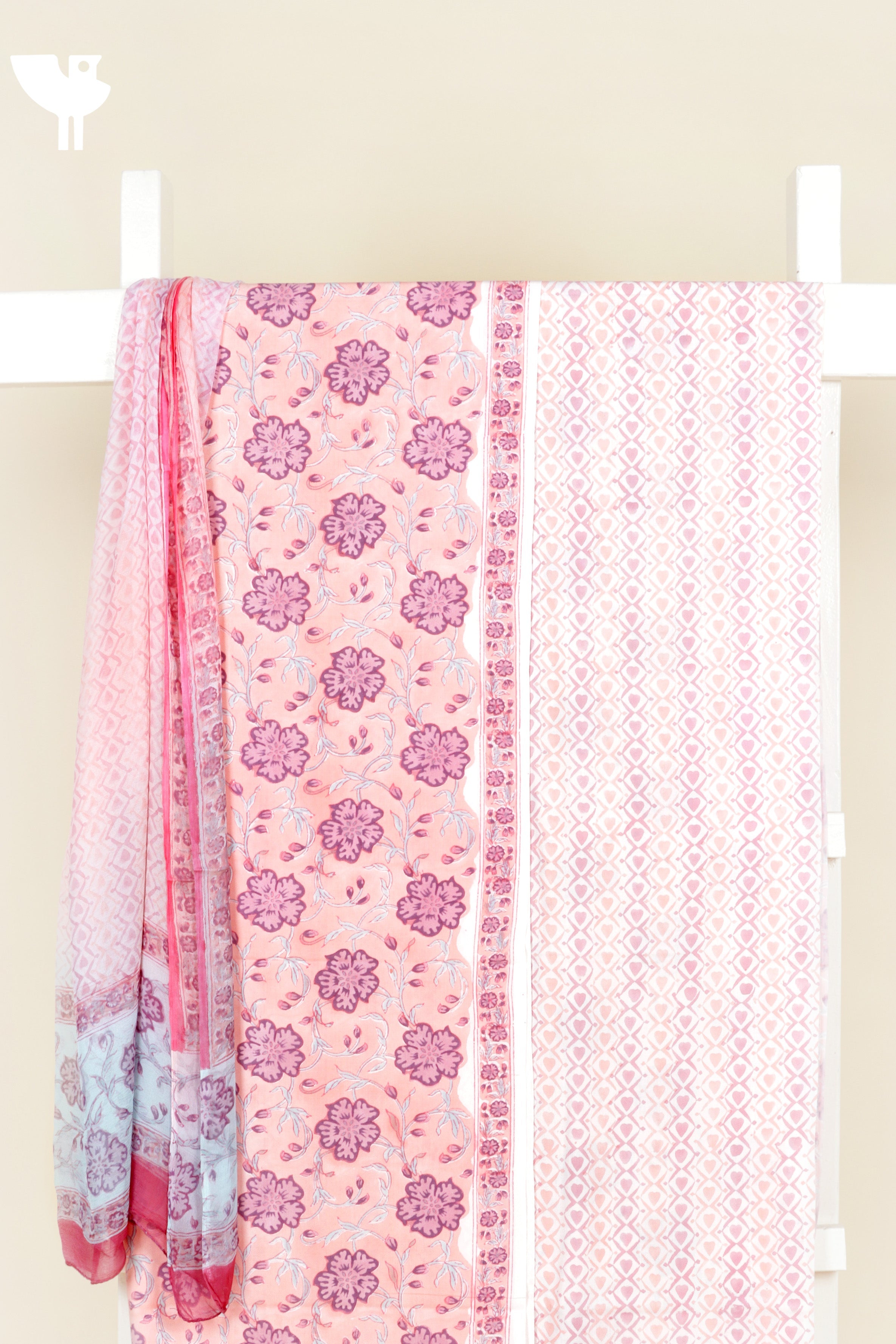 Bizzy Lizzy Dress Material With Chiffon Dupatta in Block Print