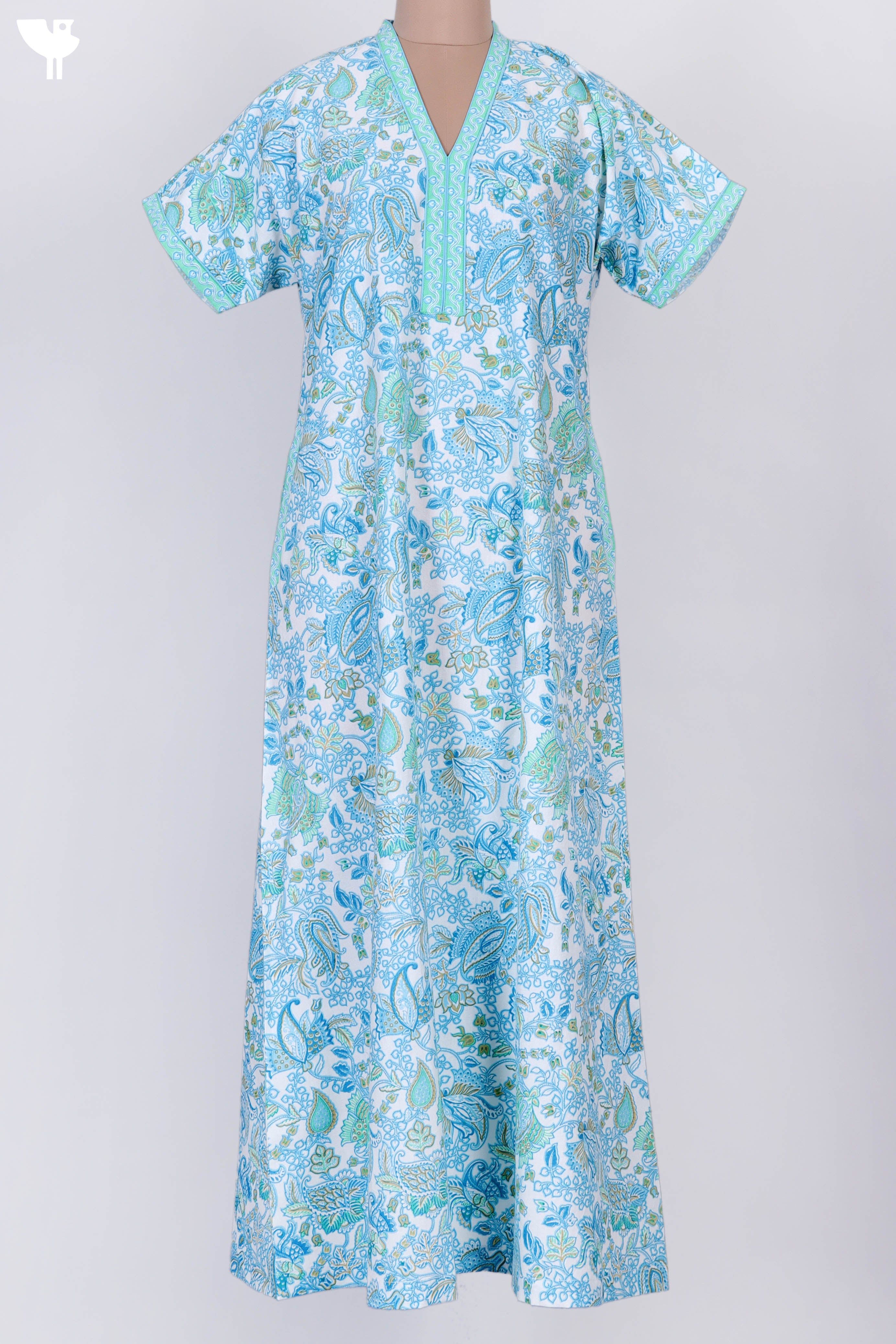 BAGRU PRINT COTTON KAFTAN DRESS-NVK95