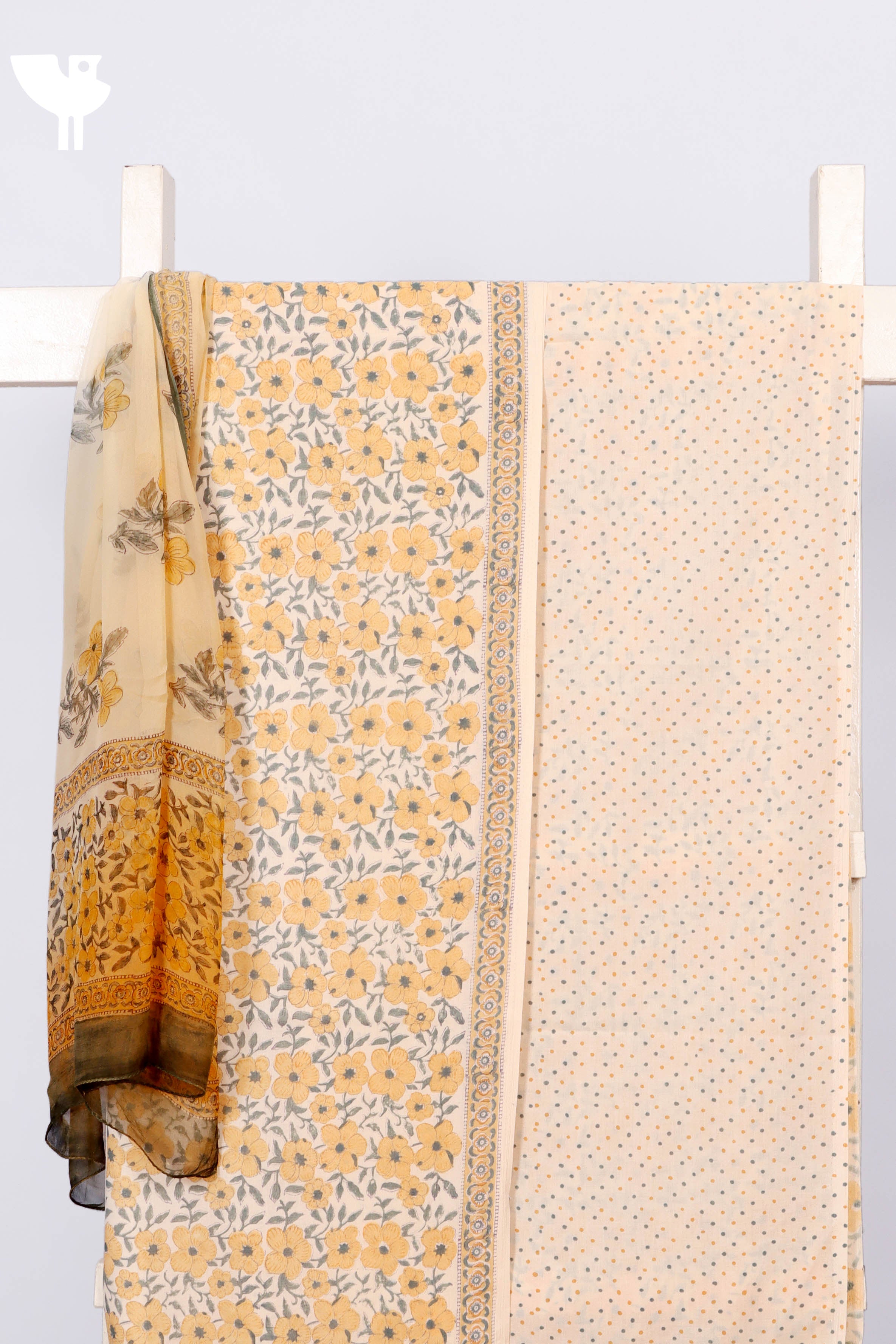 Terry Voile Dress Material With Chiffon Dupatta In Floral Block Print Terry Voile Dress Material With Chiffon Dupatta In Floral Block Print